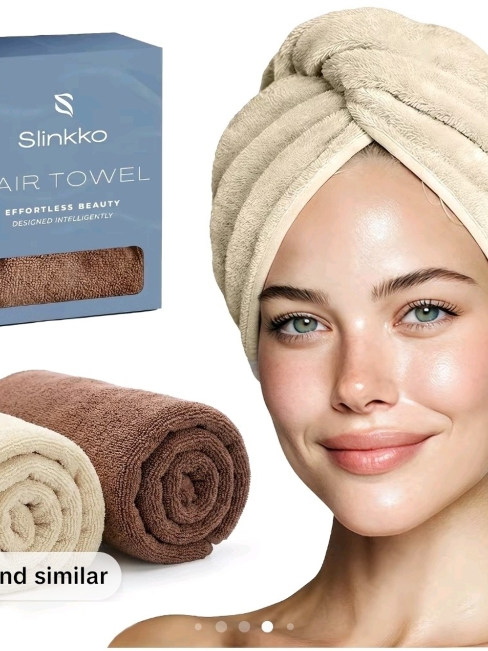 Link Beige and Brown Microfiber Hair Turban Wrap